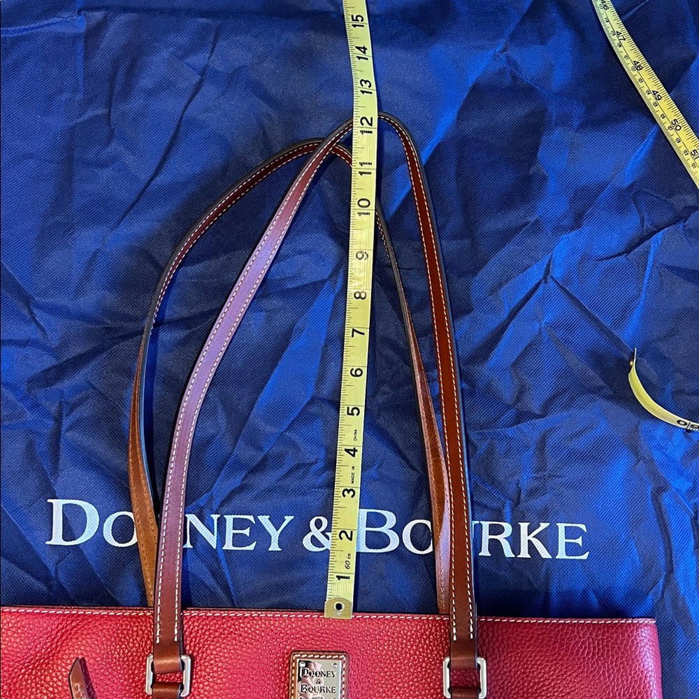 Dooney & Bourke Red Pebbled Leather Tote Bag - Picture 11 of 12